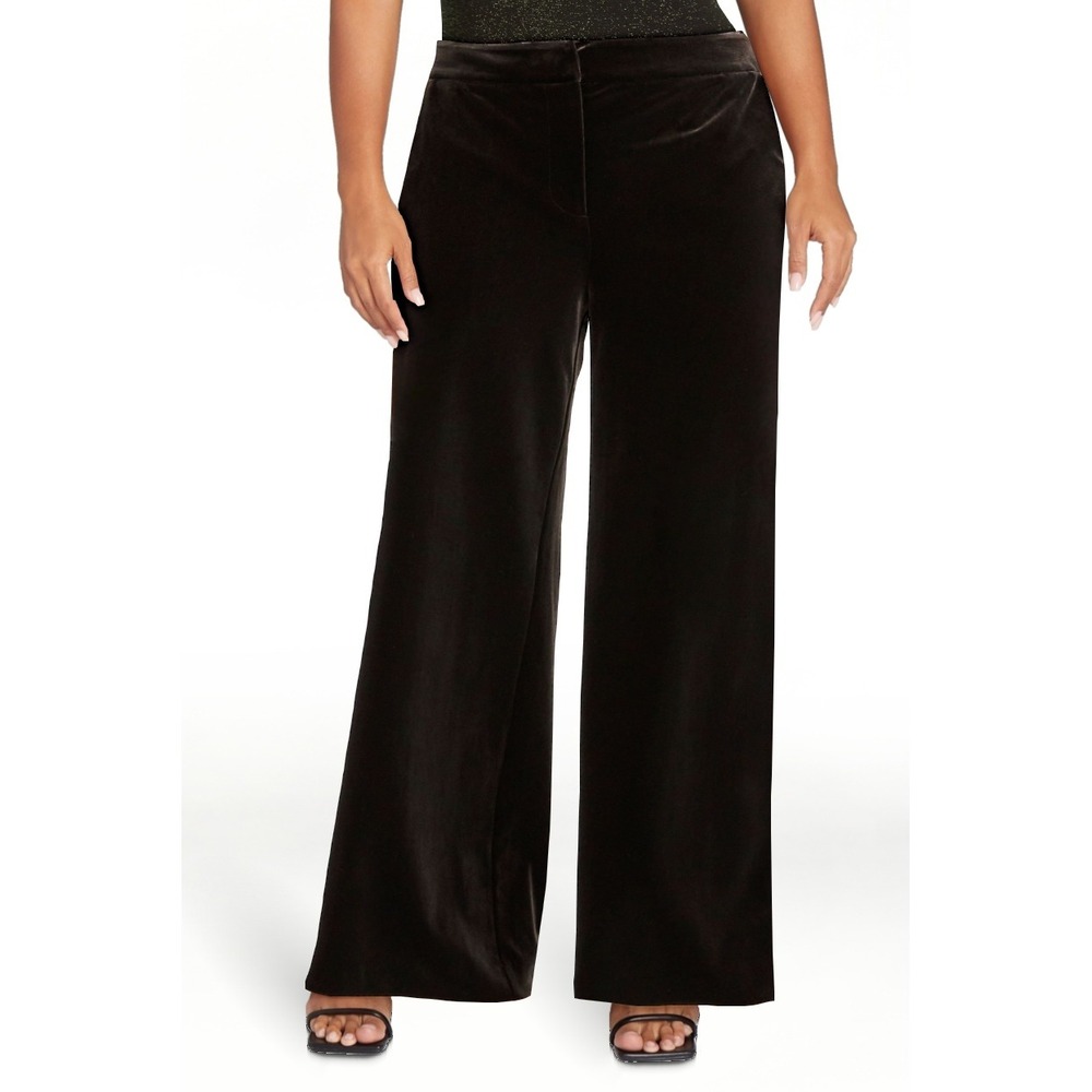 Sofia Jeans by Sofia Vergara Black Velvet Wide Leg Trousers Pants Size 8